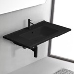 CeraStyle 067507-U-97 Matte Black Ceramic Wall Mount or Drop In Bathroom Sink